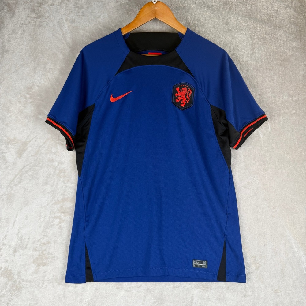 Nike Netherlands KNVB Soccer Jersey Mens Blue Black Orange Athletic Shirt